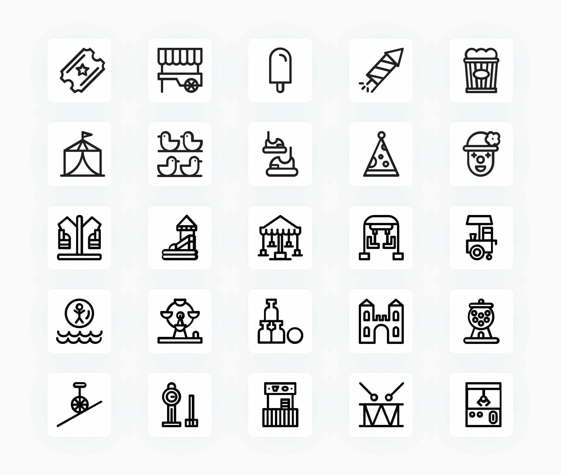 Amusement Park-Outline-Vector-Icons Icons Amusement Park Outline Vector Icons S12172101 powerpoint-template keynote-template google-slides-template infographic-template