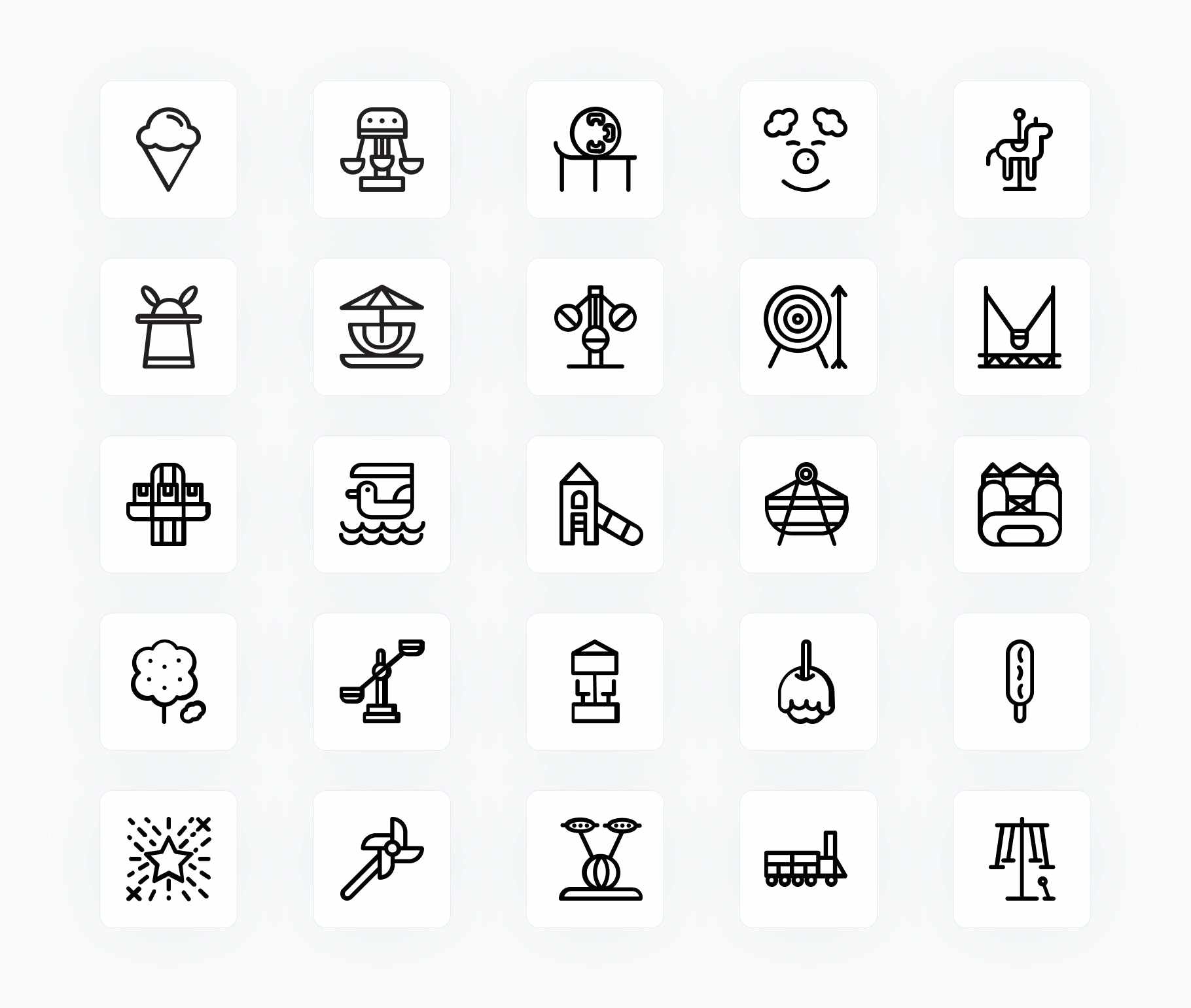 Amusement Park-Outline-Vector-Icons Icons Amusement Park Outline Vector Icons S12172102 powerpoint-template keynote-template google-slides-template infographic-template
