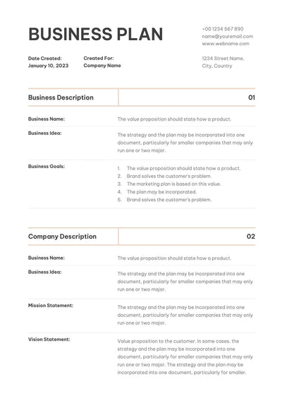 Business-Plan-Templates Documents Light Orange Business Plan Template S01022301 powerpoint-template keynote-template google-slides-template infographic-template